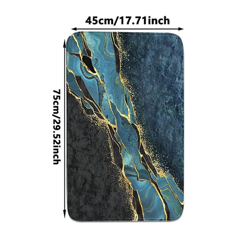 A three piece set of dark green marble pattern can be purchased individually or set together for bathroom carpets