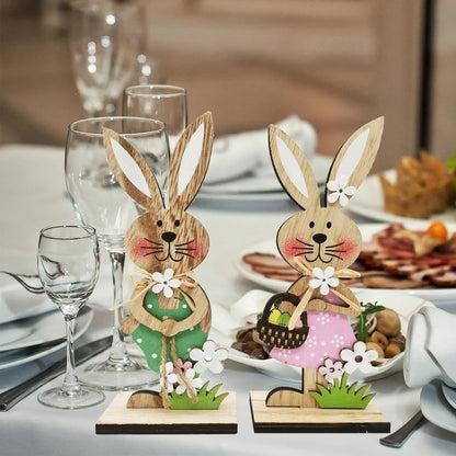 Wooden Easter Standing Rabbit – Spring Table Ornament Decor