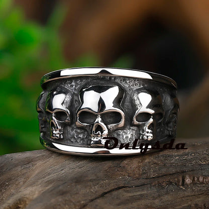Steel Gothic Accessories Lost Skull Ring Anel Masculino Punk Jewelry Boyfriend Gift OSR731