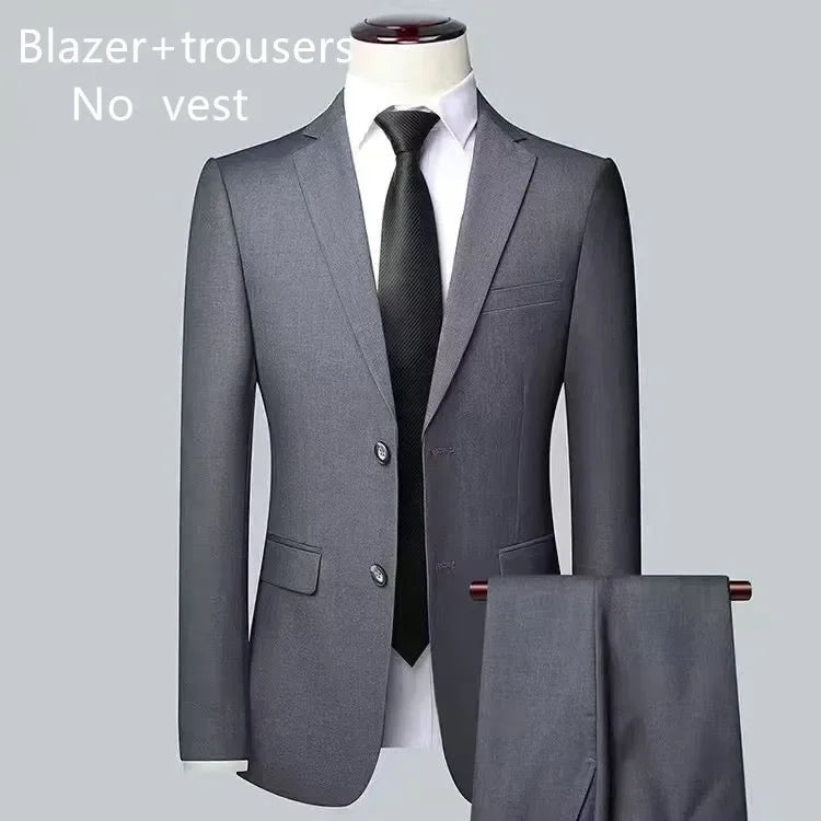 Men's (suit + Vest + Trousers) Solid Color Business Suit 3/2 Business Suit