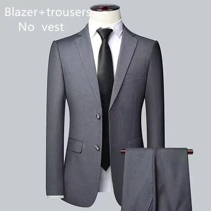 Men's (suit + Vest + Trousers) Solid Color Business Suit 3/2 Business Suit
