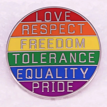 Rainbow LGBT Encourage Letters Metal Enamel Badge Gay Lesbian Asexual Transgender Adaptive Lapel Pin Jewelry Gifts Accessories