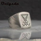 Vintage Lucifer Seal Signet Ring – Gothic Punk 316L Stainless Steel Black Stone