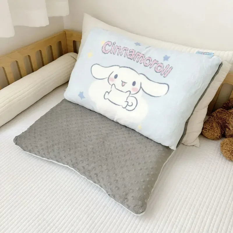 Sanrio Cartoon Hello Kitty Cinnamoroll Kuromi My Melody Autumn and Winter Plush Double-sided Pillowcase Children's Bedding Gift