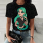 Disney Princess Cartoon Printed Women T-shirt  Short Sleeve Casual Round Neck