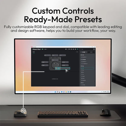 Ulanzi D100H Dial Creative Controller for Video&Photo Editing Dial&RGB Keypad Controller for Light System for Intelligent Studio