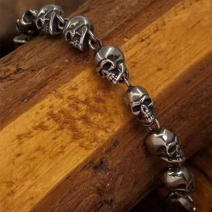 Vintage Gothic Full Skull Bracelet Men's Motorcycle Riding Rock Bike Hip Hop Punk Jewelry Halloween Gift