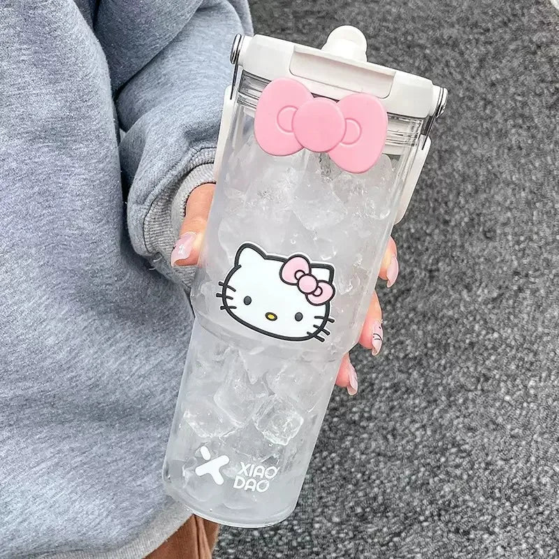 600-900ML Sanrio Large Capacity Plastic Water Cup Hello Kitty Portable Beverage Bottle