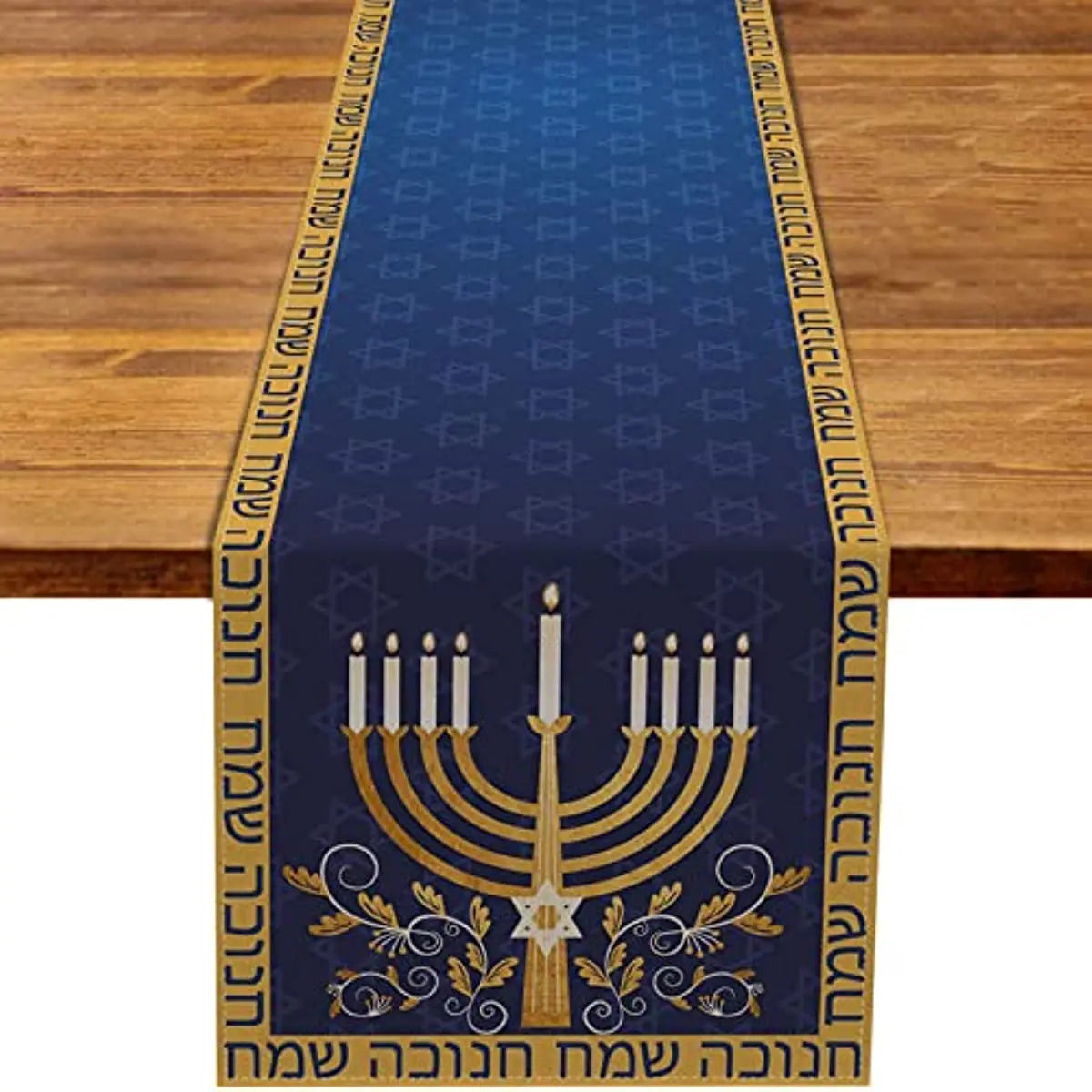 Hanukkah Menorah Table Runner – Star of David Holiday Home Décor