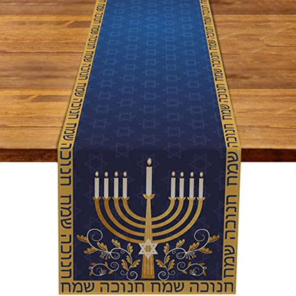 Hanukkah Menorah Table Runner – Star of David Holiday Home Décor