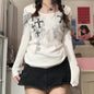 Graphic Long‑Sleeve Tee – Women’s Grunge Fairy Punk Harajuku 2000s Streetwear Top
