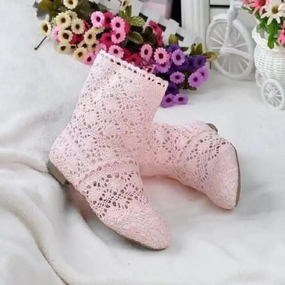 Hollow Boots Shoes Breathable Knit Line Mesh Korean High Summer Women Boots Knee High Womens Shoes
