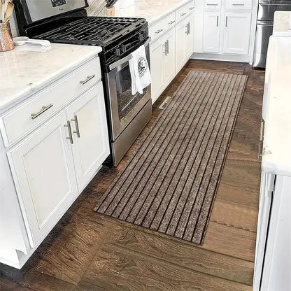 Soft and Thick Kitchen Mat - Striped Anti slip and Oil proof Floor Mat - Durable Waterproof Carpet - Anti fouling Floor Mat