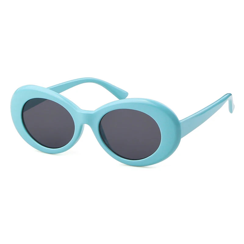 WHO CUTIE Vintage Small Oval Sunglasses Men Women Brand Designer 90S Retro White Leopard Frame Shades Sun Glasses OM524