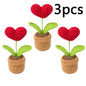 1/2/3/5Pcs Handmade Knitted Flower Pot Red Heart Shaped Knit Imitation Potted Plant for Mother‘s Day Girls Gifts Home Desktop De