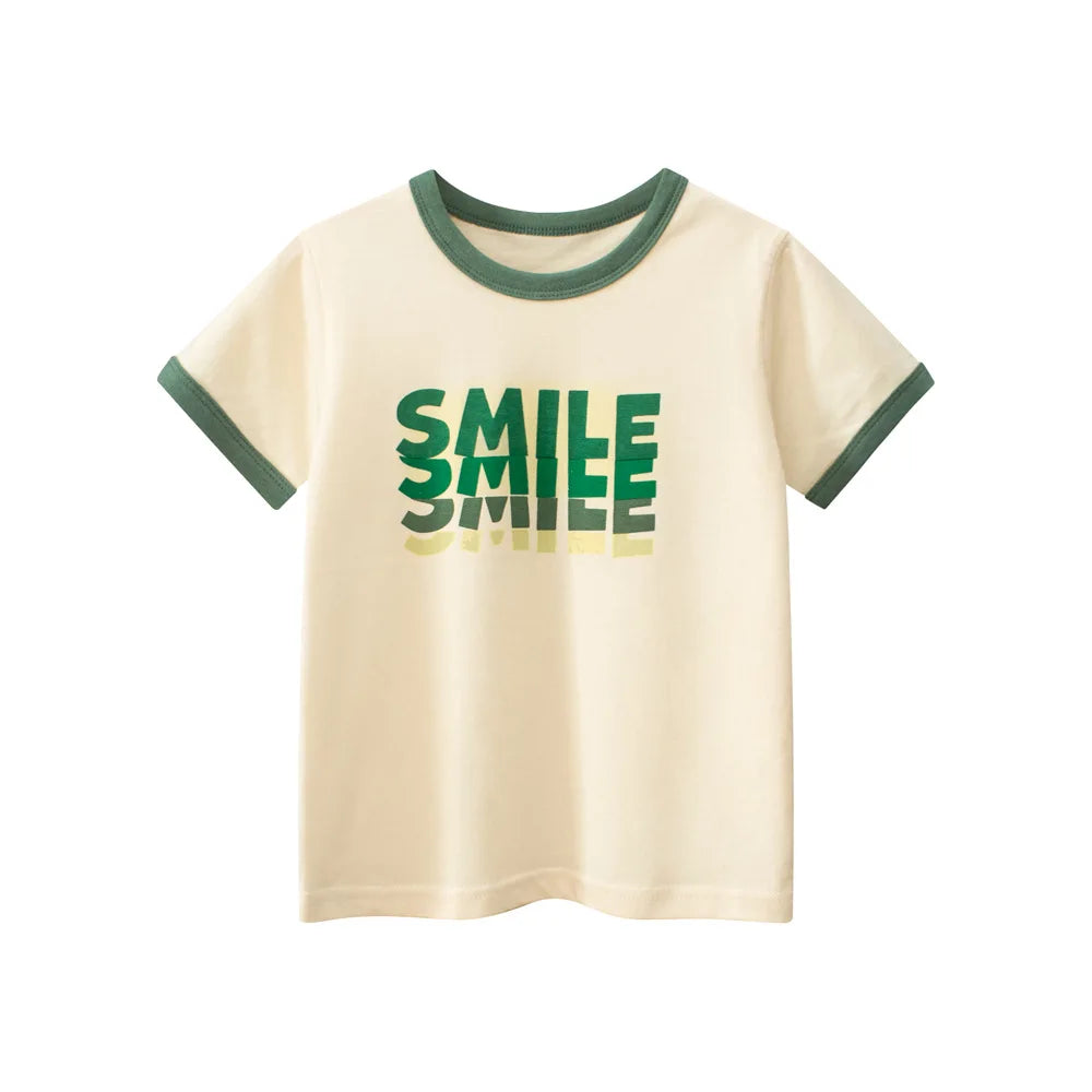 2-8 Years Summer Children Boys T-shirts Cartoon Printed Letter Baby Boy Short Sleeve Tops Kids T Shirts Toddler Clothes