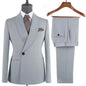 Men’s Double‑Breasted Suit Set – Metal Buckle Edition (Blazer + Trousers)