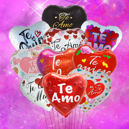 10‑Pack 18" “Te Amo” Heart Foil Balloons – Valentine’s Day & Wedding Helium Decorations