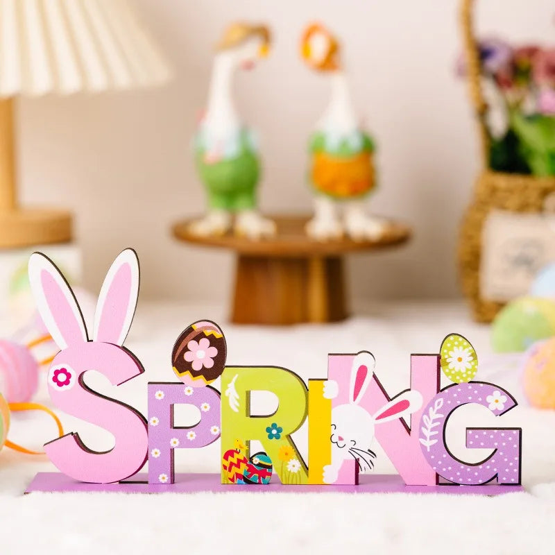 Wooden Easter Standing Rabbit – Spring Table Ornament Decor