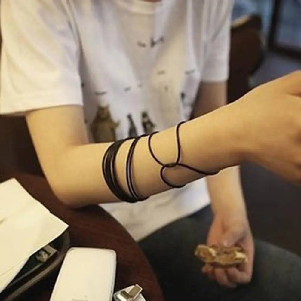 10 Pcs In 1 Bag  Black Silicone Rope Bracelets For Men Women Charm Simple Casual Punk Rock Unisex Bracelet Bangles Jewelry