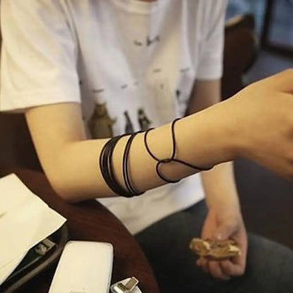 10 Pcs In 1 Bag  Black Silicone Rope Bracelets For Men Women Charm Simple Casual Punk Rock Unisex Bracelet Bangles Jewelry