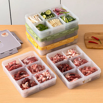 Plastic Divided Meat Food Storage Box Large Capacity Refrigerator Frozen Fresh-keeping Box Kitchen Sealed Storage Container