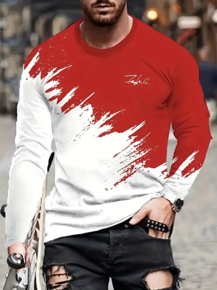 Fashion Trend Men's Crew-neck Long Sleeves Cross 3D Printed Men's Casual Pullover T-shirt Casual All-match Men's Top S-5XL