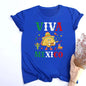 Viva Mexico Print Crew Neck T-shirt Summer Short Sleeve Casual Top Women's Mexican Flag Pattern T-shirt Clothes