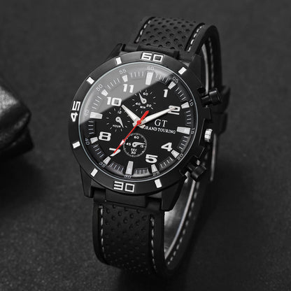 6PCS/Set Men Watches Fashion Silicone Band Mens Sports Watches Reloj Hombre（Without Box）