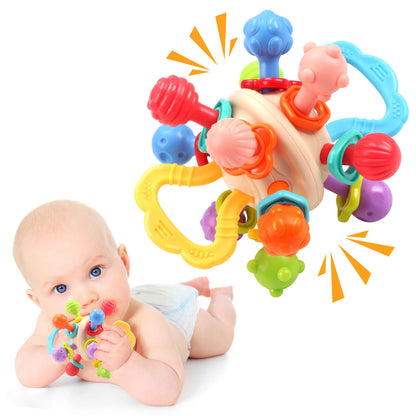 Baby Toys Manhattan Round Ball Soft Silicone Hand Grab Ball Rattle for Infant 0-12months Infantil Chewable Teethers Toys