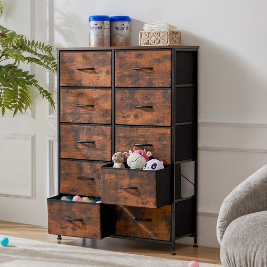 Wardrobe Drawers For With 10 Fabric Drawers and  Steel Frame For  Storage  Closet Bedroom Living Room JHK