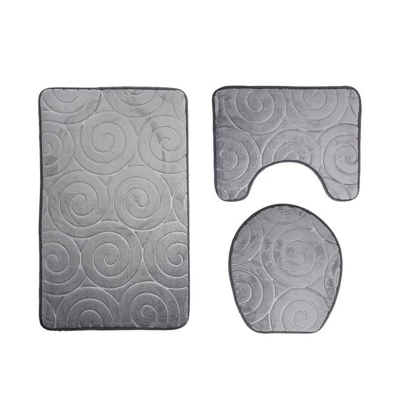 Set of 3 Bathroom Bath Mat Set  Soft Non Slip or 2PCS Cobblestone Absorbent Bathroom Mat Rug Carpets and Toilet Lid