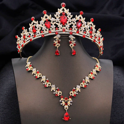 Tiaras Bridal Princess Wedding Crown and necklace earring Prom Birthday Jewelry Sets