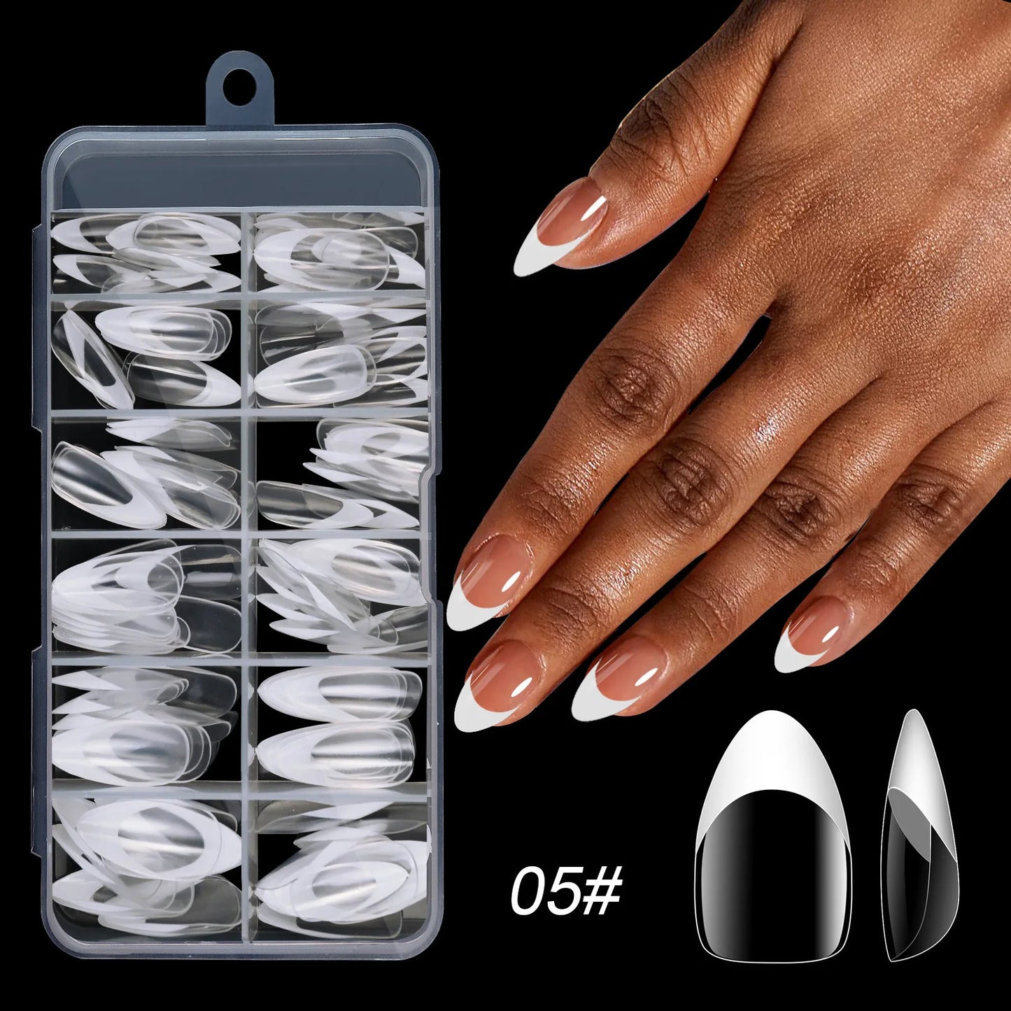 120pcs/box Acrylic French False Nails Medium Length Square Armor Full Cover Nail Tips