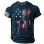 Men’s Retro Flag Skull T‑Shirt – 3D Print Short Sleeve Casual Summer Tee