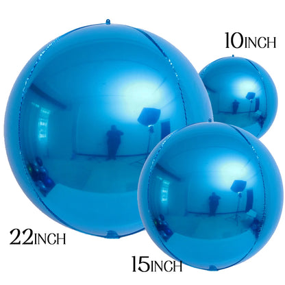 3pcs 4D Round Balloons Metallic Rose Gold Silver Foil Balloons Party Decorations for Birthday Wedding Gender Reveal Photo Props
