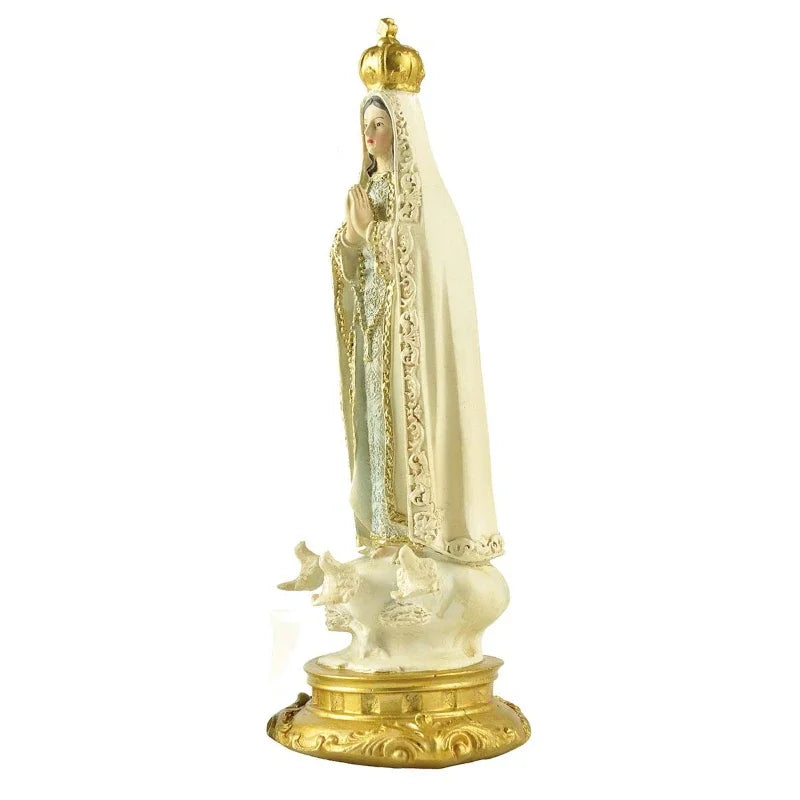 Our Lady of Fatima Blessed Virgin Mother Mary Catholic Religious Gifts 8 Inch Colored Resin Statue Figurine