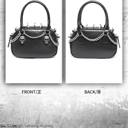 Punk Skull Chain Mini Crossbody – Fashion Square Bag with Decorative Hardware
