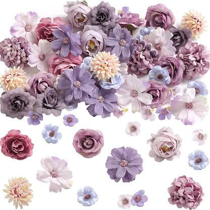 46Pcs Rose Artificial Flowers Heads for Home Decor Fake Flowers Garden Wedding Marriage Decoration Wreath Garland Gift Accessory