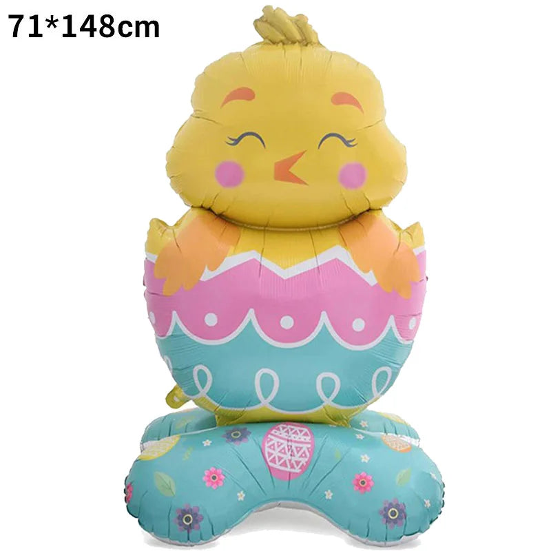 Cute Easter Egg Bunny Standing Balloon Easter Decoration Large Bunny Foil Balloon Kids Party Favor Gift