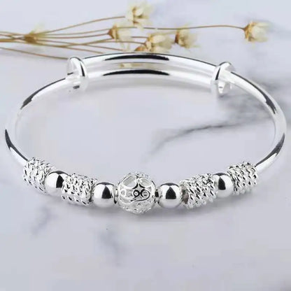 925 Sterling Silver Full-blown Flowers Bracelet