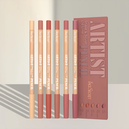 Face Secret Artist Shape Sculpt Lip Liner Pencil Set, Weightless Precise Liner with Super Soft Blendable Texture Matte Soft