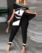 Women's Elegant Short-Sleeved Irregular Fashion Two-Piece Pants Suit Set