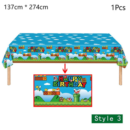 Super Mario Bros Birthday Decoration Party Supplies Disposable Tableware Baby Shower Paper Cup Tablecloth Plate Napkin Bag Kit