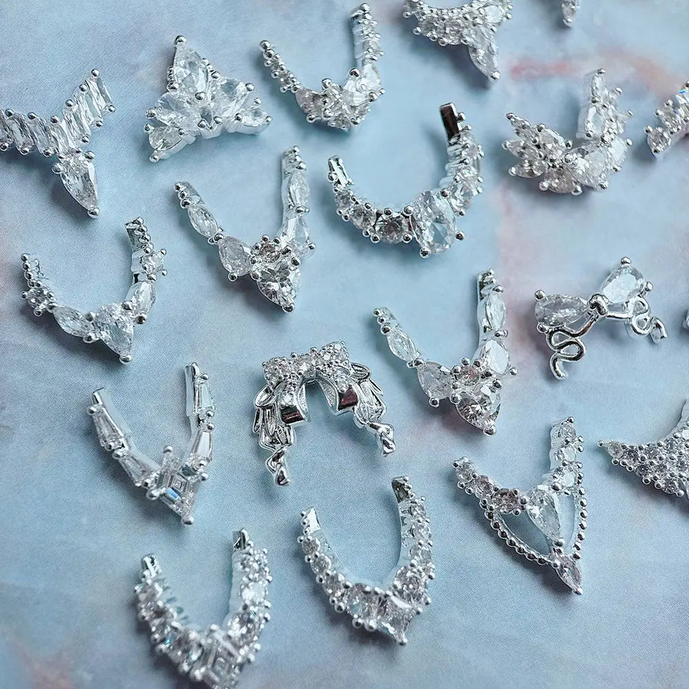 10pcs/lot Luxury No Fading Bow Butterfly Arc Nail Art Parts Zircon Crystal Manicure Nails Accesorios Supplies Decorations Charms