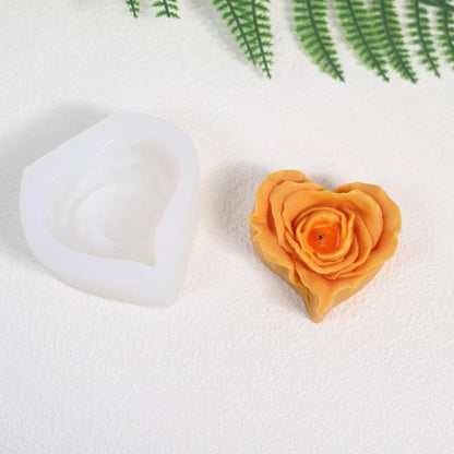9 PCS Rose Flower Tulip Peony Heart Candle Soap Wax Mold Valentine Day Silicone for Small Butter Candles Chocolate Making Molds