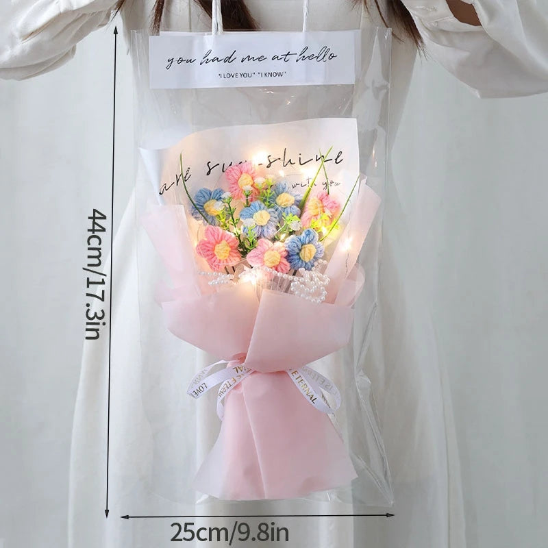 Crochet Flower Bouquet Mother's Day Gifts with LED Light String Hand Knitted Flowers Graduation Artificial Flowers Decor
﻿ 
﻿
