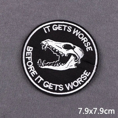 The Death Embroidery Iron On Patches For Clothing DIY Applique Patches On Clothes Skull Badges on backpack Jakcet