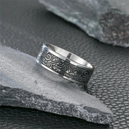 Men’s Titanium Steel Retro Ring – Handmade Fashion Statement Band