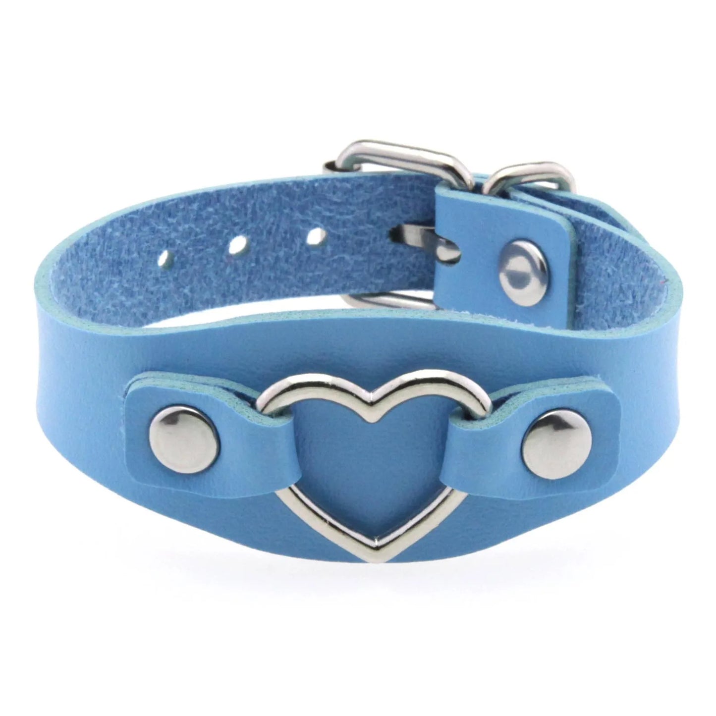 Punk Gothic Style PU Leather Faux Jewelry Heart Bracelet ,Male Female Lover Bangle Holiday Party Costume ﻿